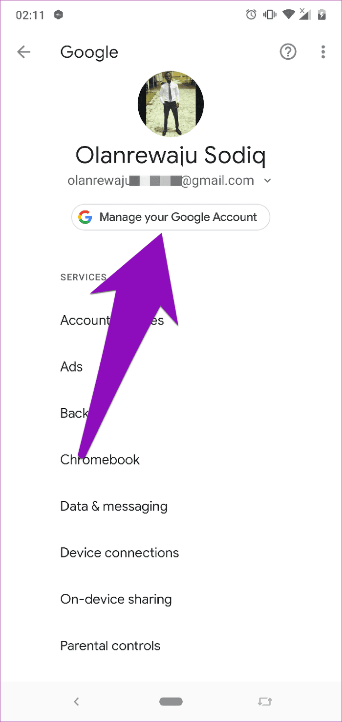 Удалить старую учетную запись Google телефона 02