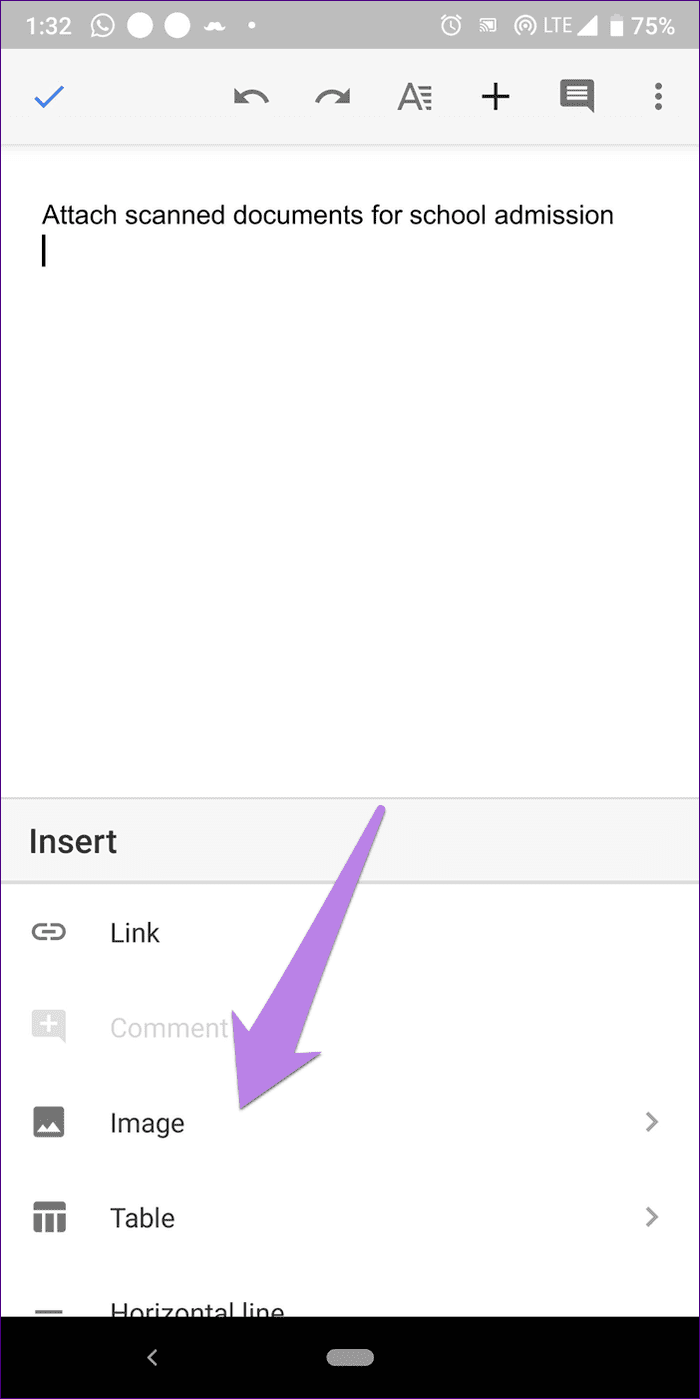 Добавить отсканированное изображение Google Docs 2
