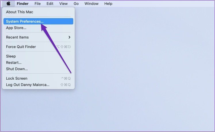Меню системных настроек Mac
