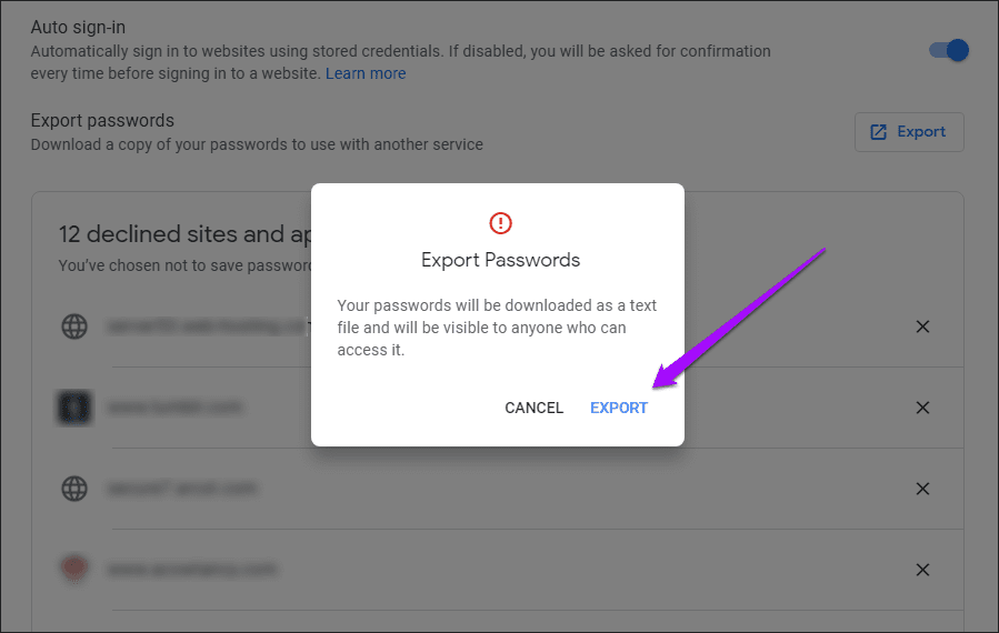 Экспорт паролей Chrome в CSV 20