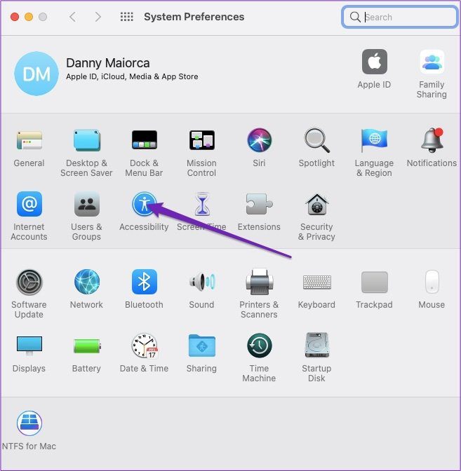 Значок специальных возможностей в системных настройках Mac