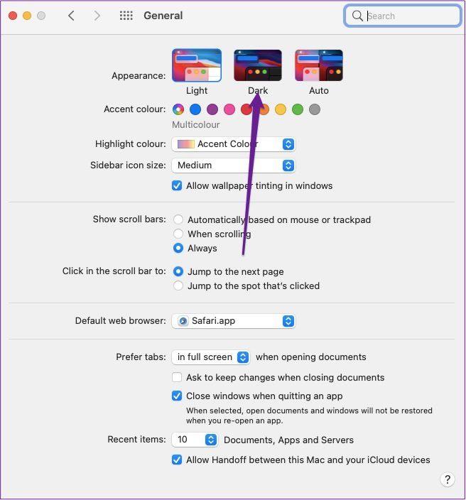 Общий темный режим для Mac
