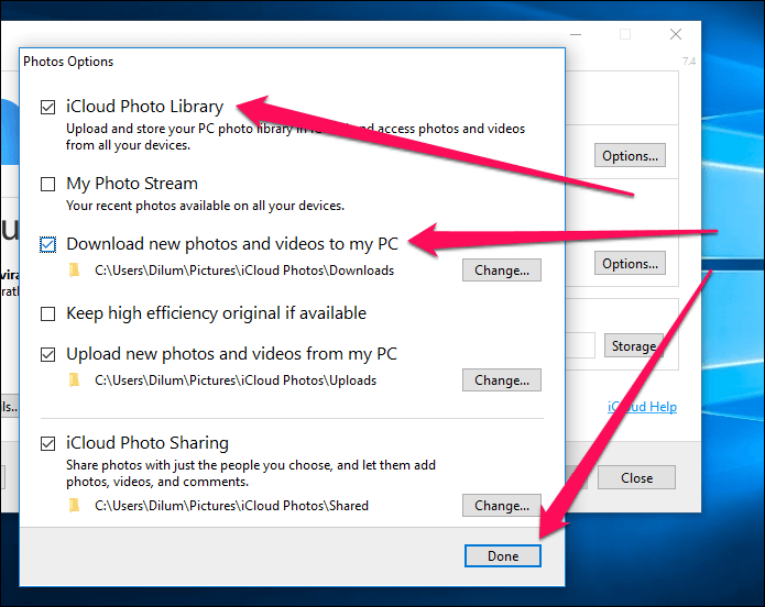 I Cloud Photos не загружает Windows 10 6