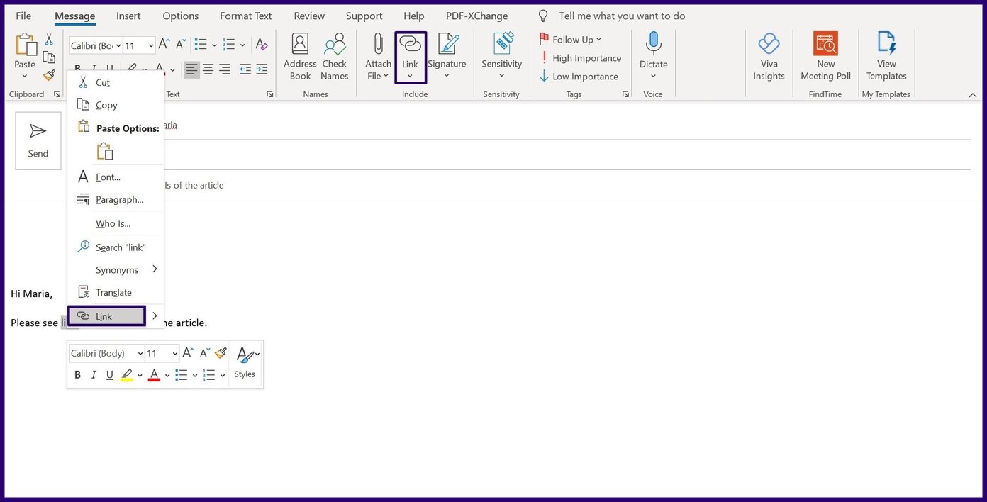 Как добавить и удалить гиперссылку в Microsoft Outlook шаг 5