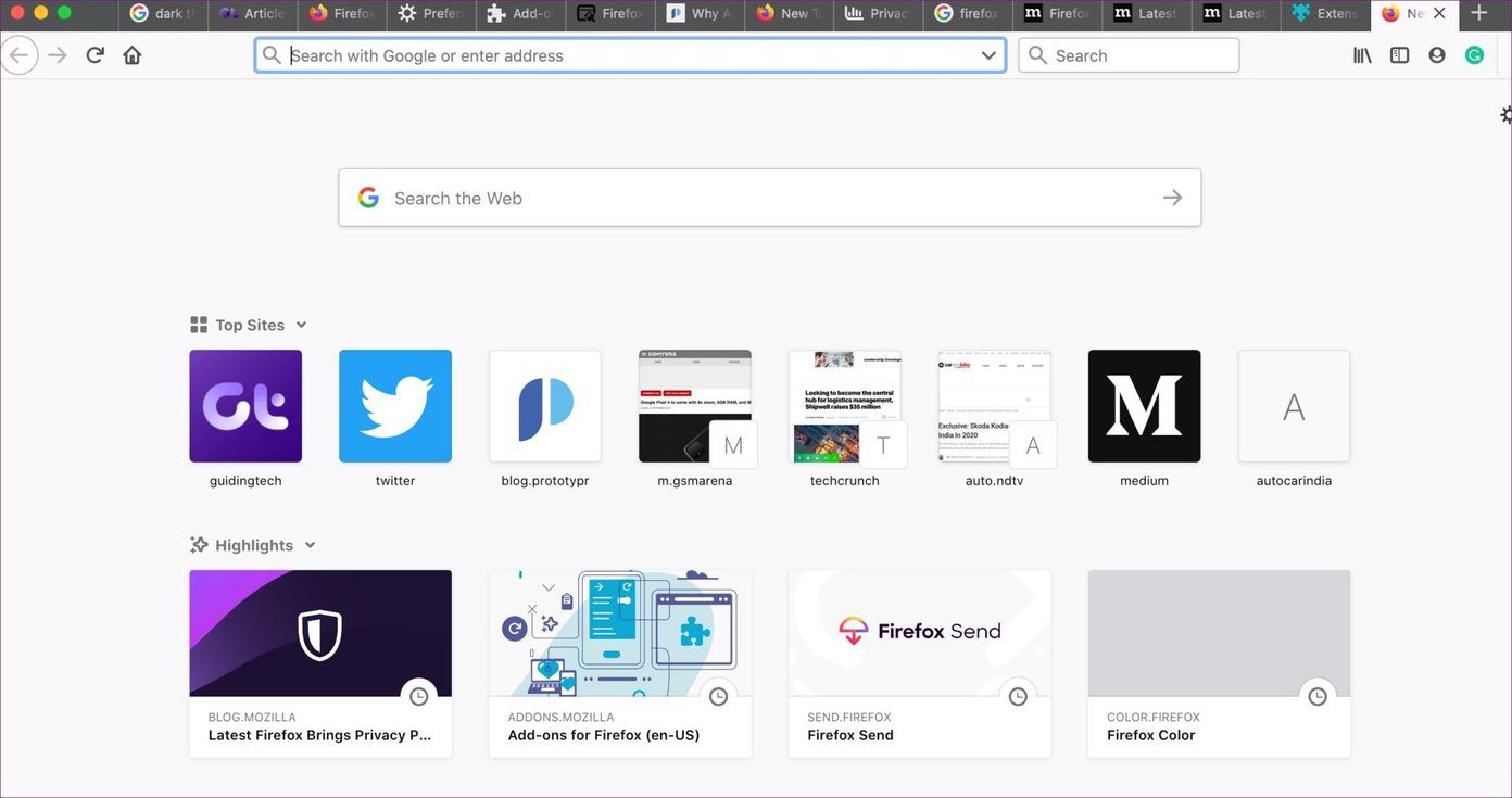 Пользовательский интерфейс Firefox 1