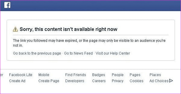 Как решить, что контент Facebook недоступен 5