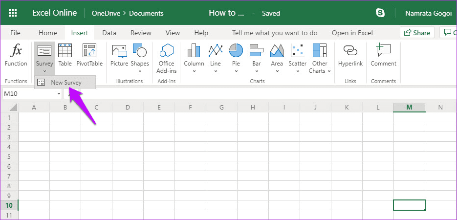 Как создавать бесплатные опросы в Microsoft Excel Online 9