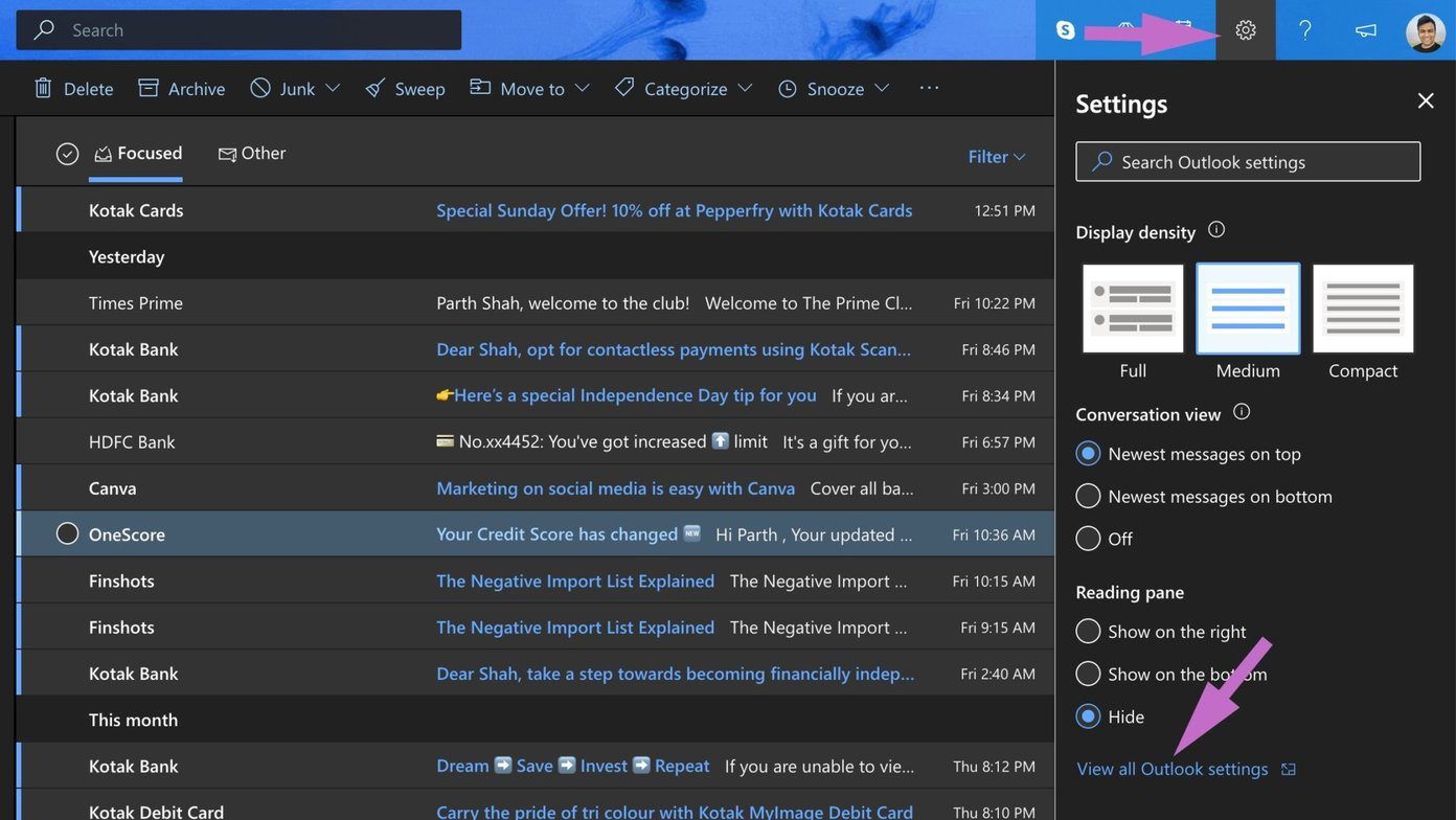 Настройки Outlook