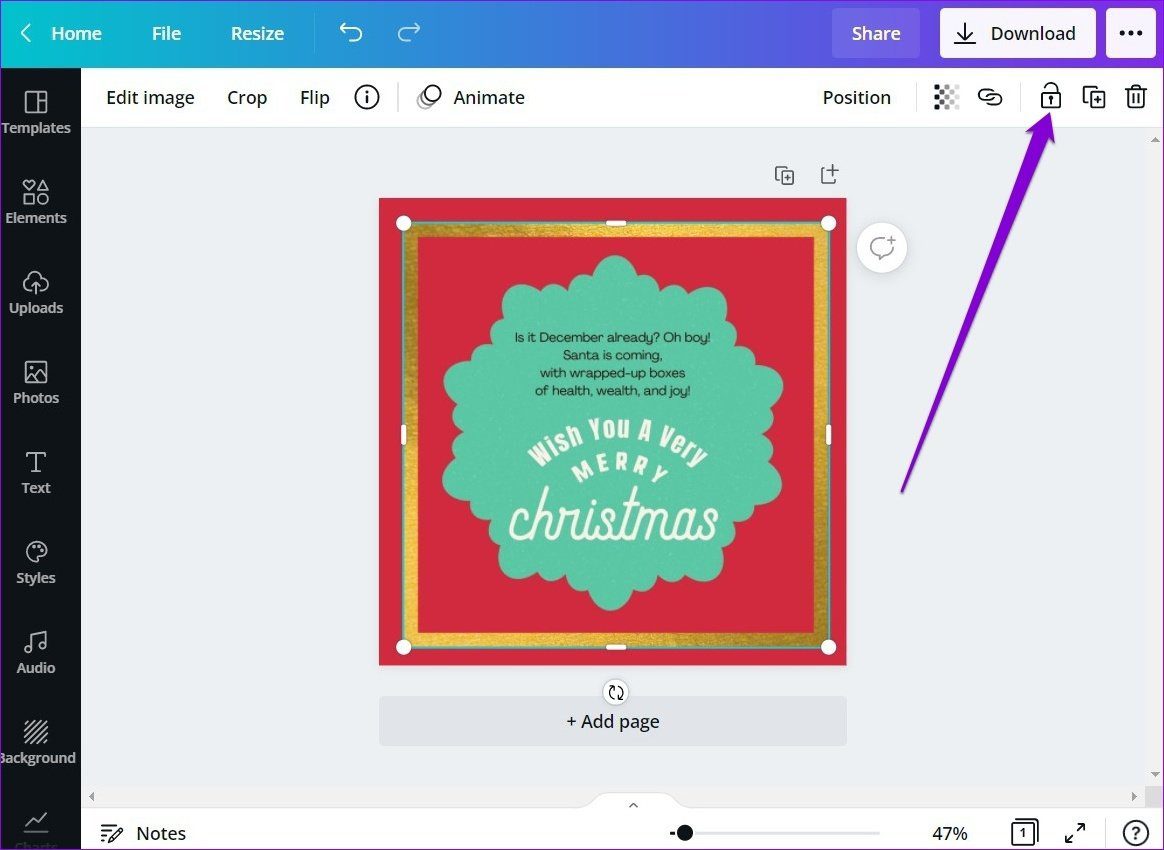 Заблокировать границу в Canva