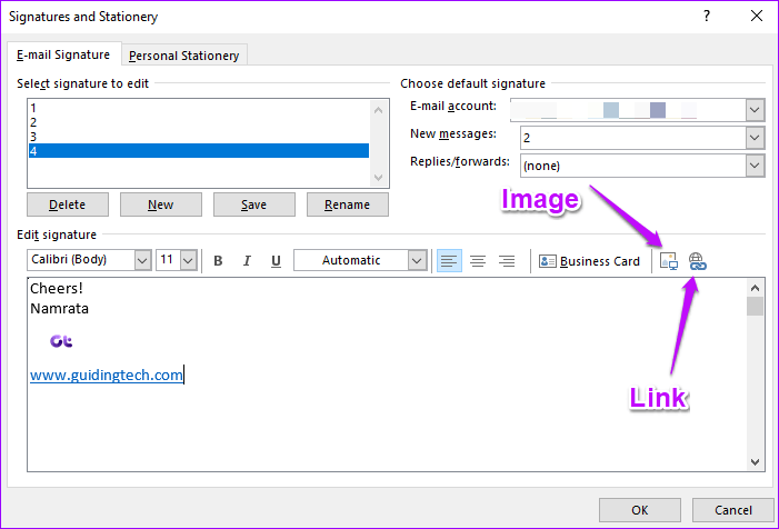 Добавить подписи Outlook 13