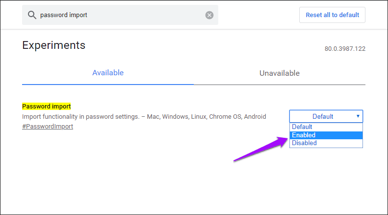 Импорт пароля Chrome 3 CSV