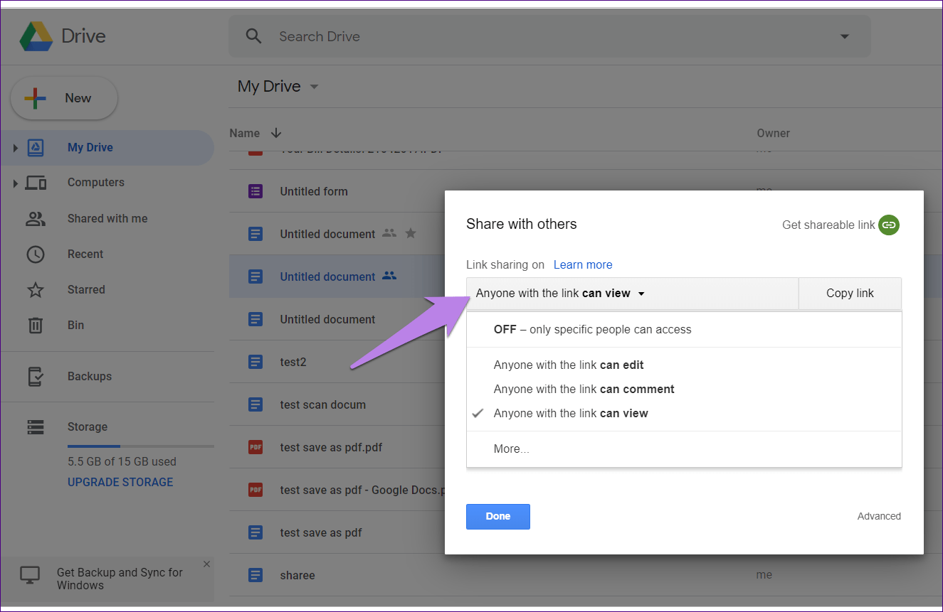 Разрешения на доступ к Google Диску 5