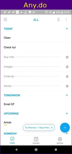 Задачи Google против Any Do 4