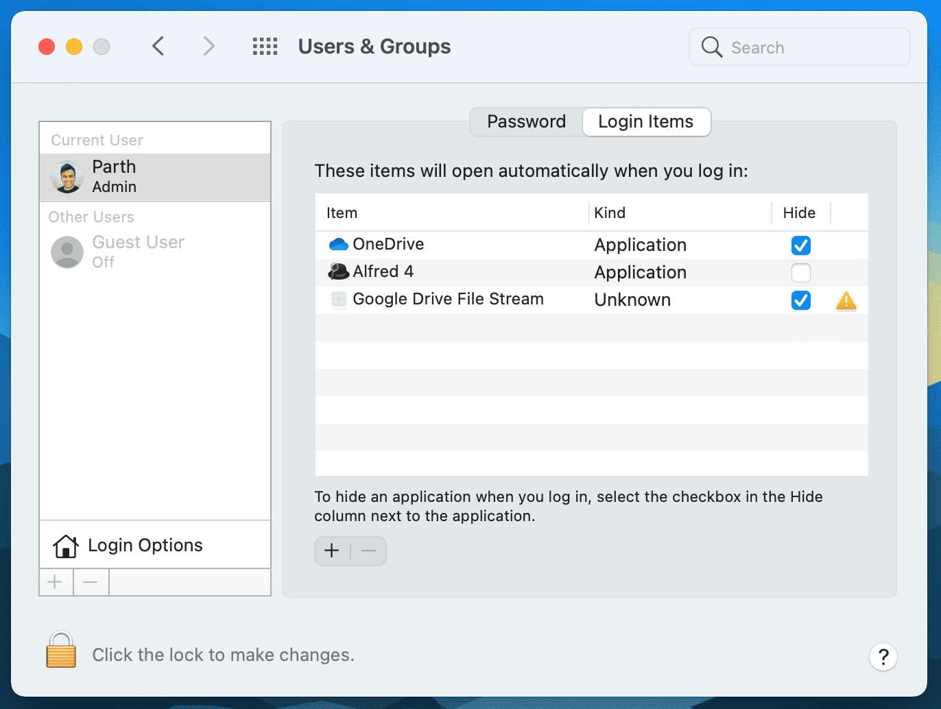 Отключить вход в OneDrive