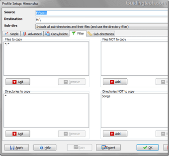 Syncbackfilter
