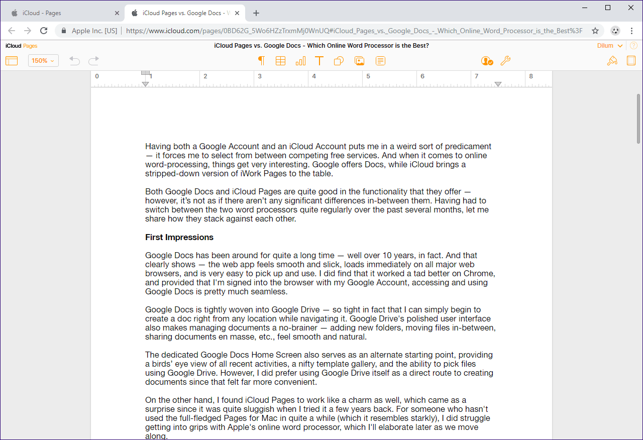 Сравнение Icloud Pages и Google Docs 5