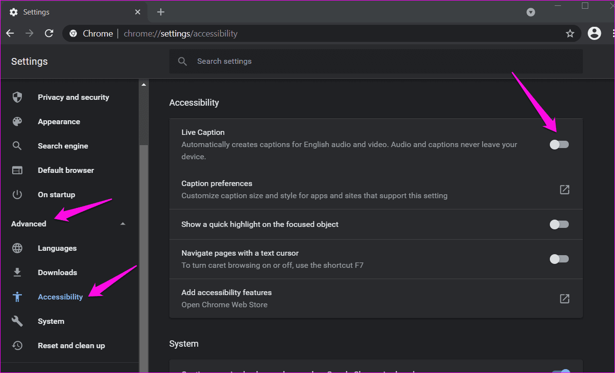 Включить и настроить Live Captions в Google Chrome 2