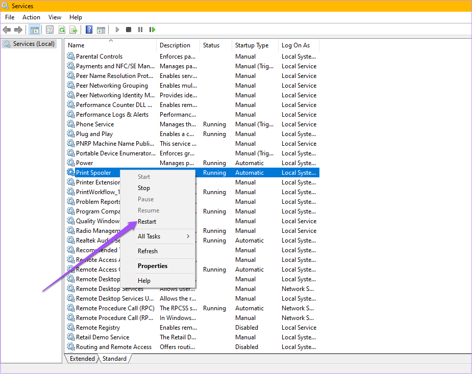 Удаленная печать Team Viewer Нажмите, чтобы перезапустить диспетчер очереди печати