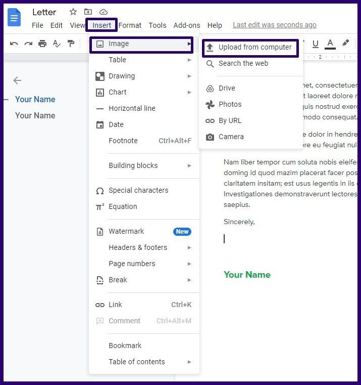 Как создавать и вставлять подписи в Google Docs шаг 11