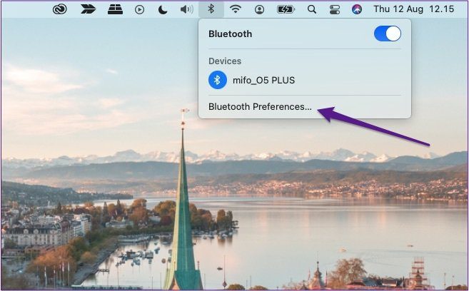 Mac нажмите на настройки Bluetooth