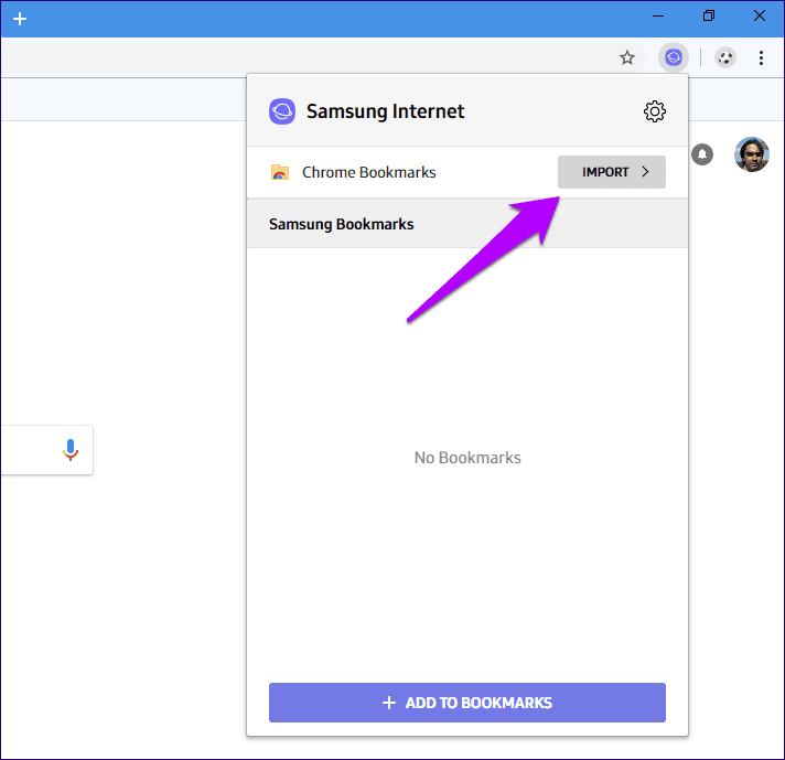 Импорт закладок Chrome в интернет-браузер Samsung 5