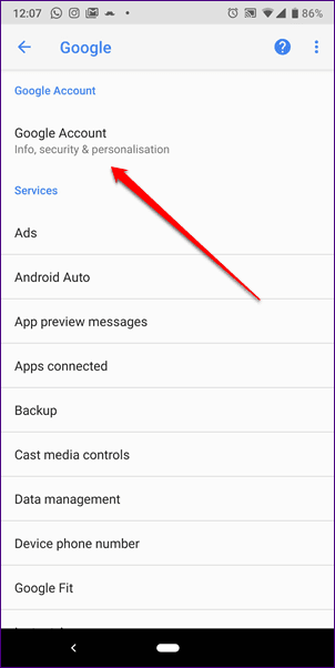 Изменить язык ленты Google 16A