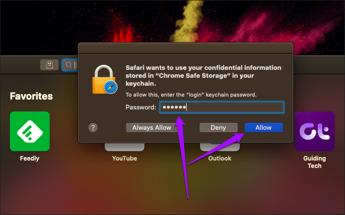 Синхронизируйте пароли Chrome с Safari Mac 3