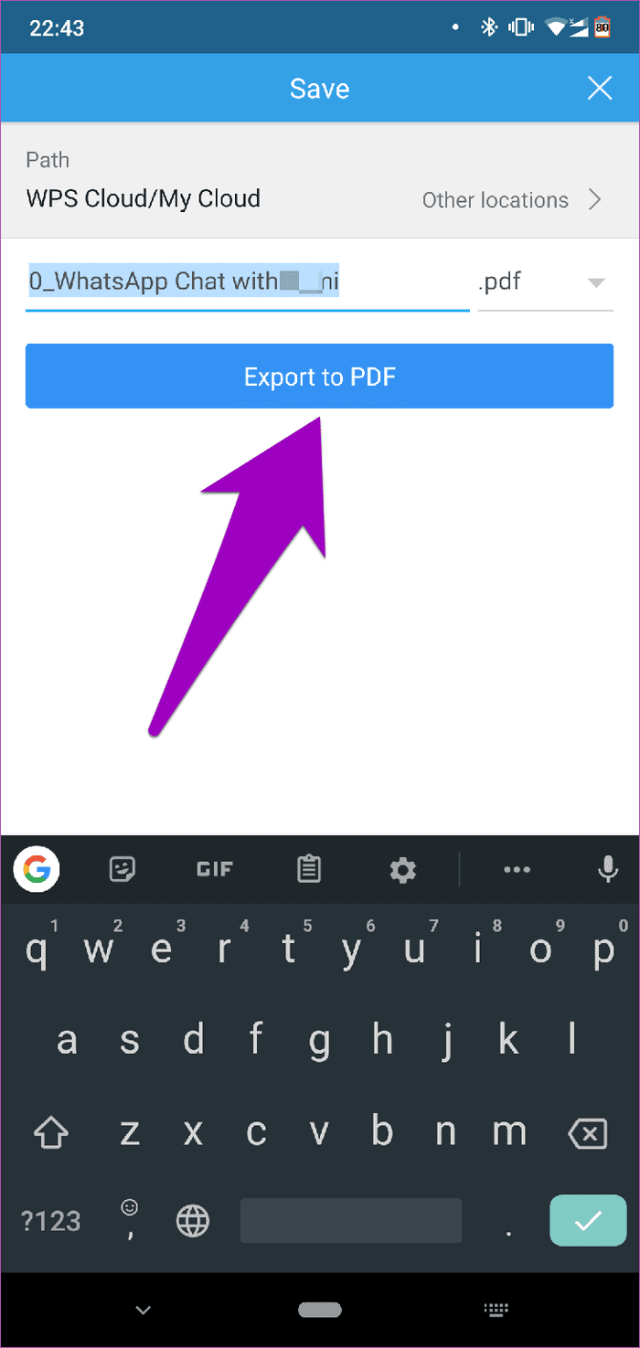 Экспорт чата Whatsapp Pdf Android 02