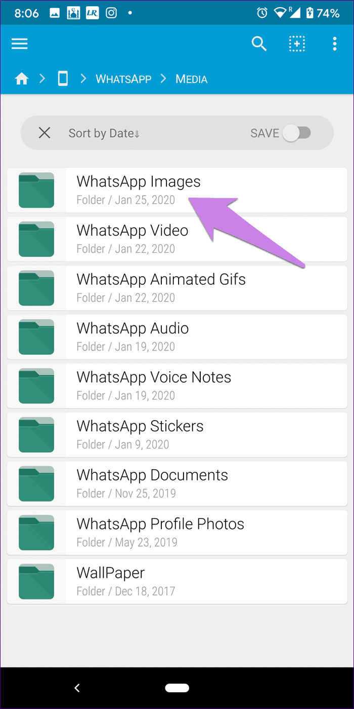 Изображения WhatsApp не отображают галерею на Android iPhone 10