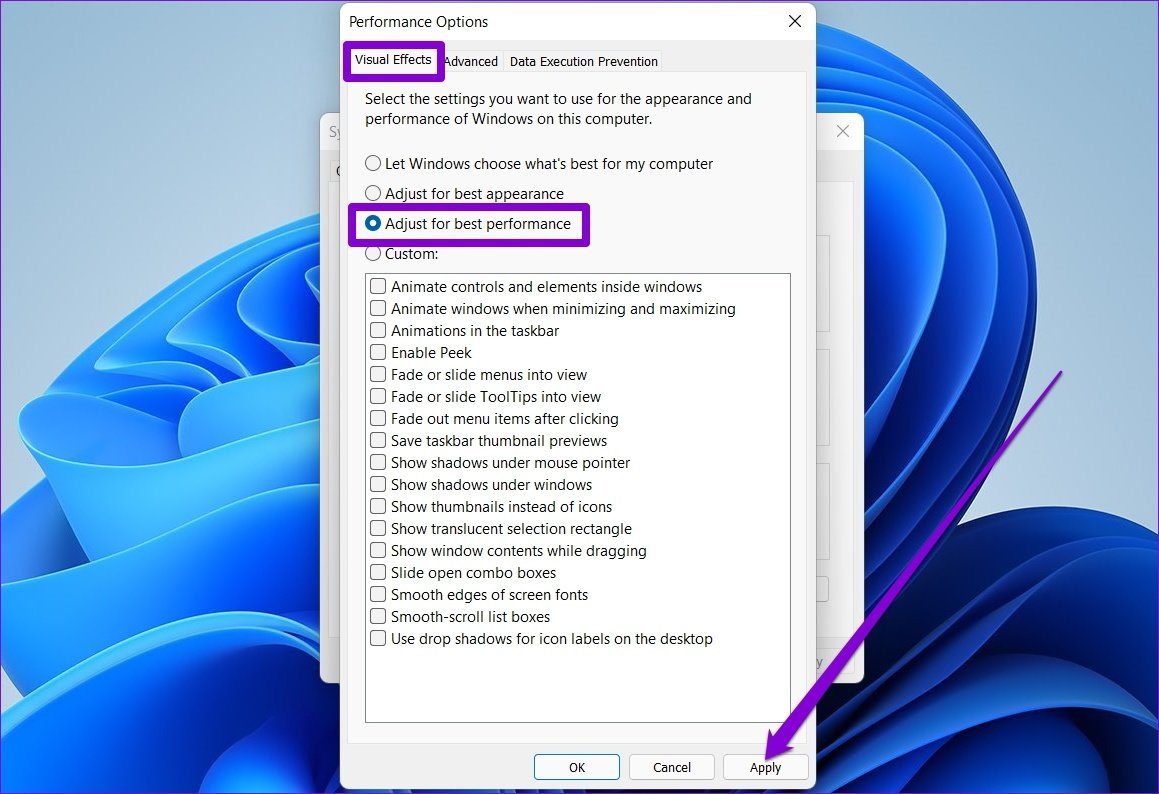 Отключить анимацию в Windows