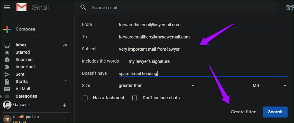 Переслать несколько писем в Gmail 15