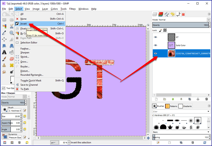 Видеть сквозь текст Gimp 17