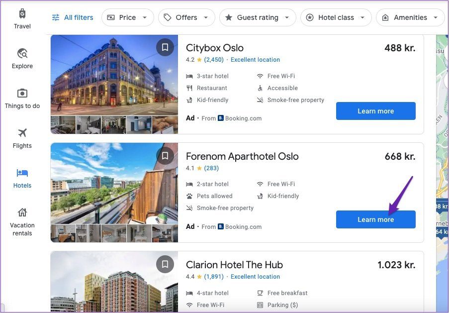 Google путешествия узнать больше об отеле