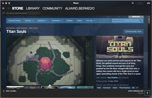 Страница игры в Steam для Mac