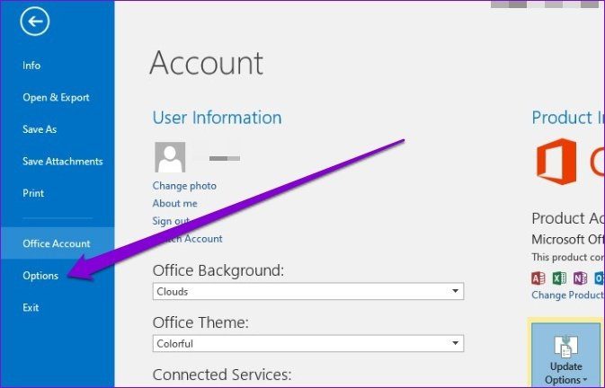 Параметры Outlook