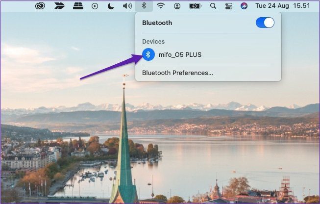 Отключите устройство Bluetooth через панель инструментов Mac