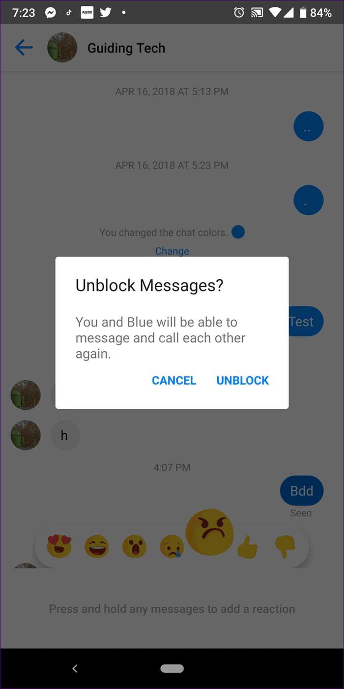 Заблокировать в Facebook Messenger 6