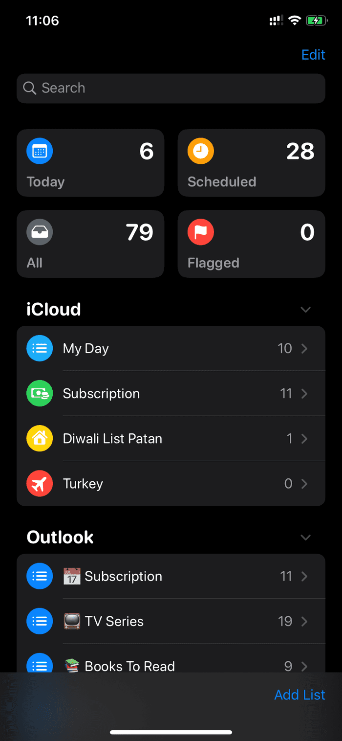 Напоминания Apple Главная