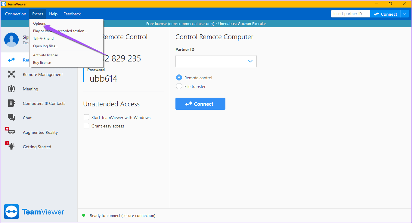 Панель инструментов экрана установки Team Viewer