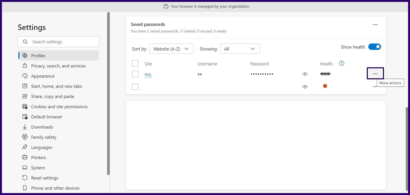 Как управлять сохраненными паролями в Microsoft Edge, шаг 7