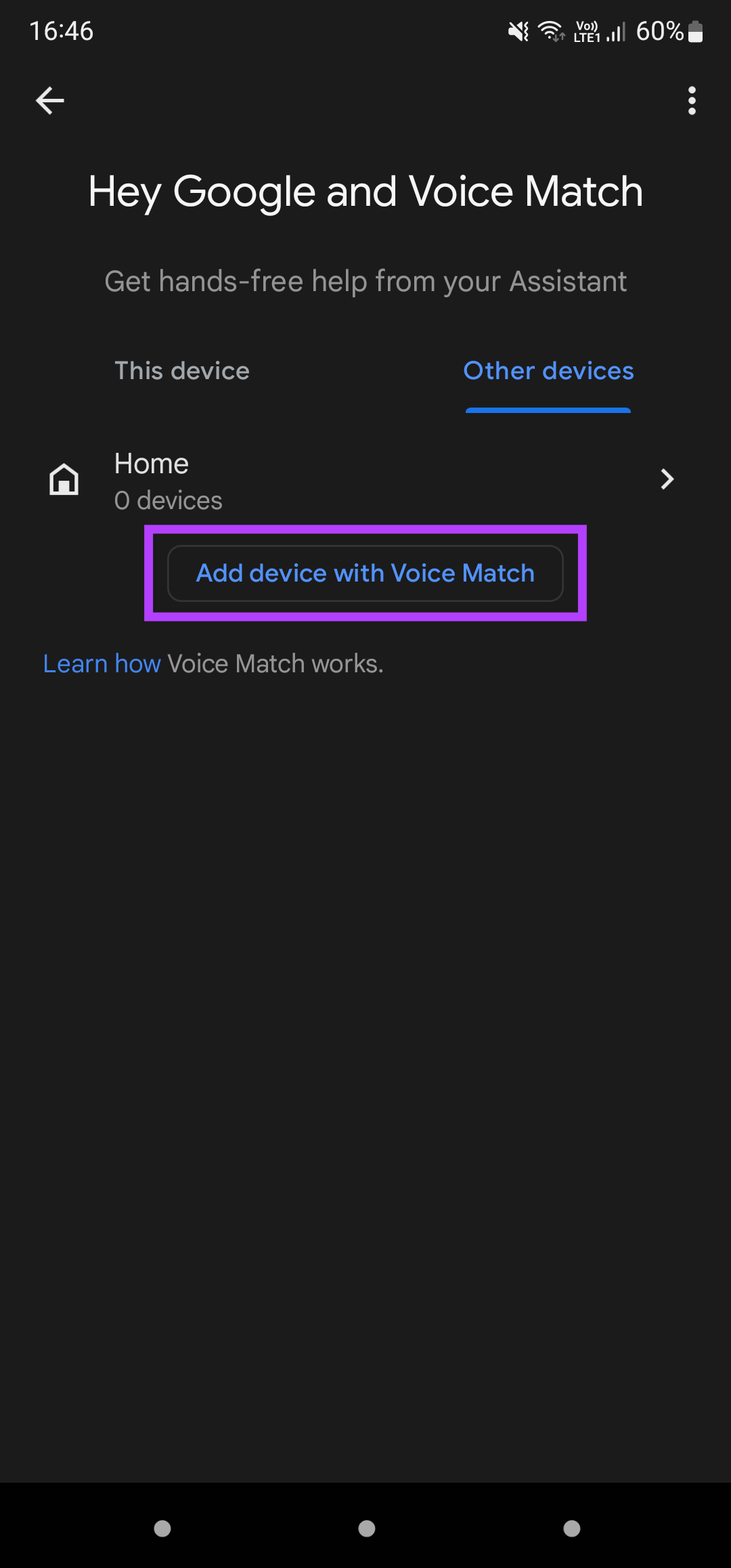 Добавить устройство с Voice Match