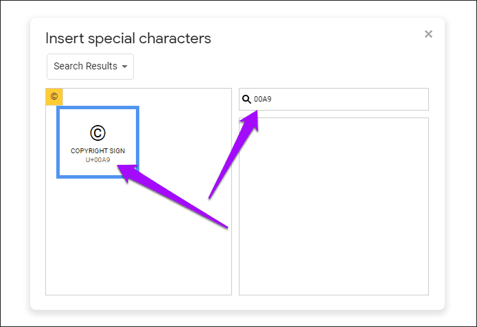 Вставка специальных символов в Google Docs 3
