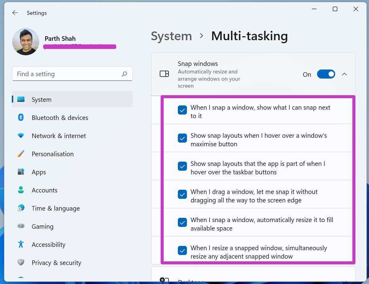 Многозадачность Windows 11
