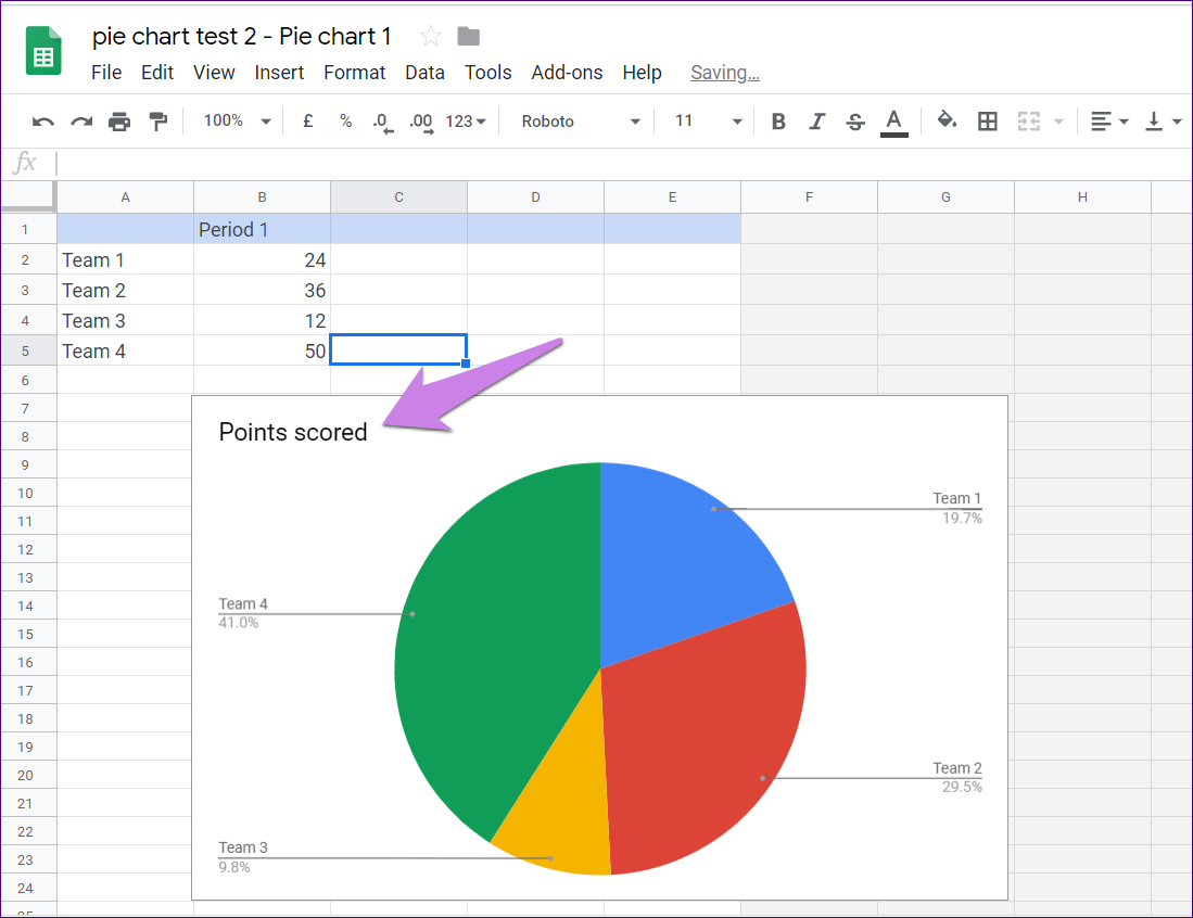 Добавить круговую диаграмму Google Docs 7