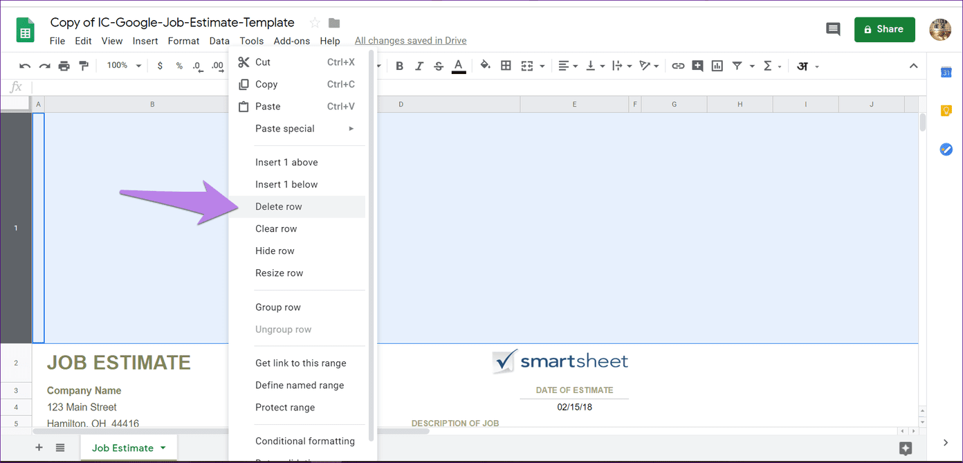 Бесплатный шаблон счета-фактуры Google Sheets 3