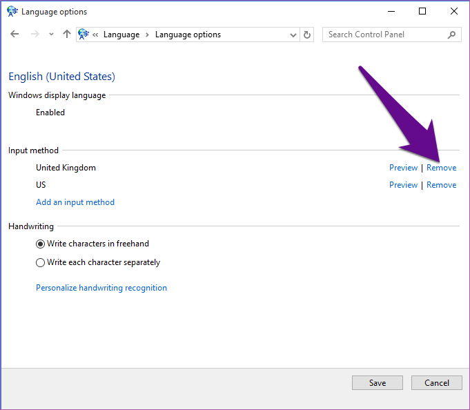 Изменить клавиатуру Windows 10 с Великобритании на США 05
