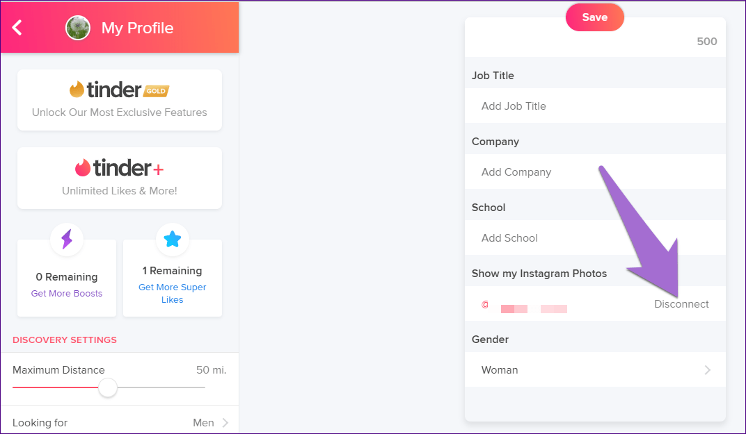 Отключение Tinder от Instagram 6