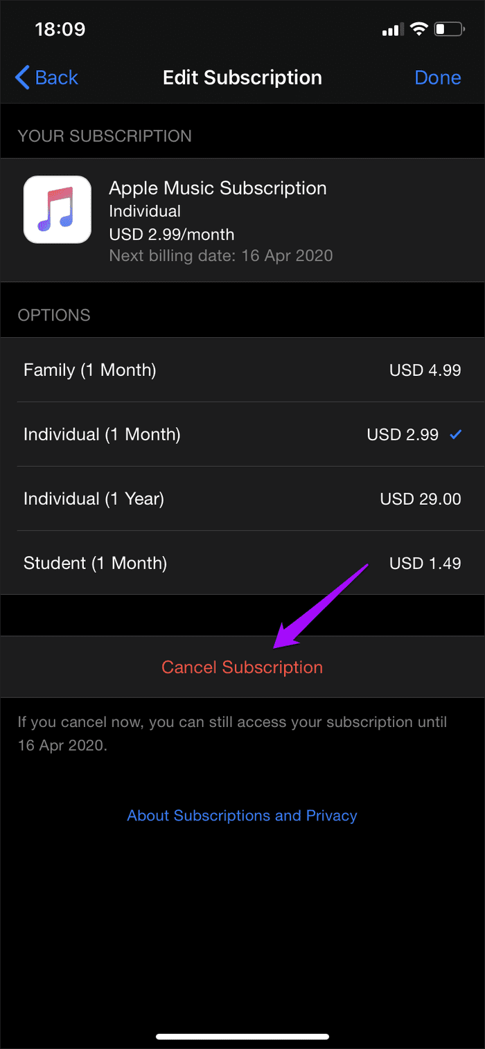 Apple Music Отписаться 9