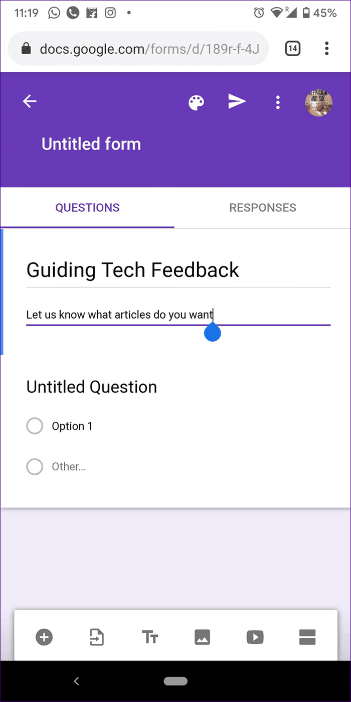 Google Формы для мобильных устройств Android iOS 2A