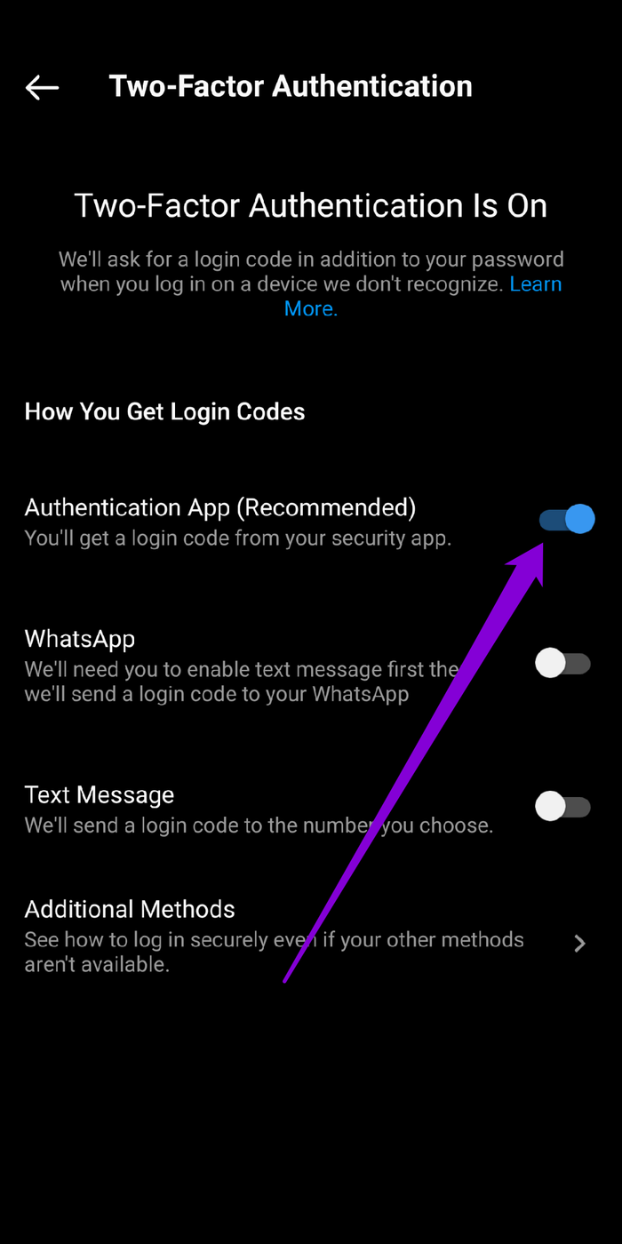 Включить двухфакторную аутентификацию через приложение Authenticaion